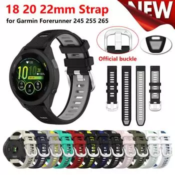 Браслет для часов Garmin Forerunner 265 255 265S 255S, 18 мм, 20 мм, 22 мм, силиконовый ремешок для спортивных часов Vivoactive 3 4 Venu 2 Plus SQ2 20mm watch strap чёрный/жёлтый
