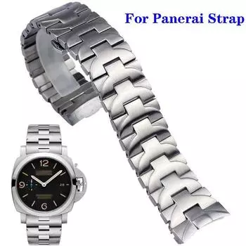 Браслет для часов Panerai, мужской стальной браслет PAM441 111, прочная нержавеющая сталь, застежка-бабочка, цепочка для часов 24 мм, аксессуары 24mm