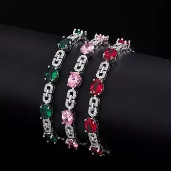 Браслет Fashion Treasure Браслет Pink Ruby Emerald High Источник ювелирных изделий розовый