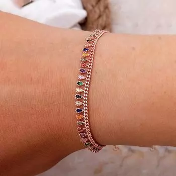 Браслет Gurmet Mix Stone из розового серебра