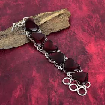 Браслет из драгоценного камня Red Flash из лабрадорита, ювелирные изделия из стерлингового серебра 925 пробы, великолепный ювелирный браслет с регулируемыми цепочками для нее 8 Inches With Adjustable красный