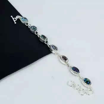 Браслет из драгоценных камней из ракушек Abalone, серебро 925 пробы, браслет из ракушек Abalone для жены, браслет унисекс, подарок на День матери 8 синий