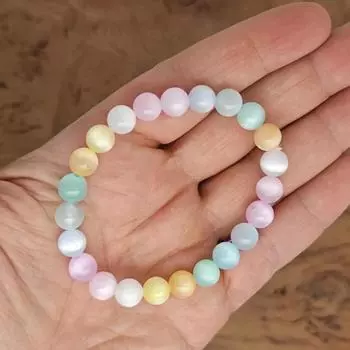 Браслет из селенита Aura с бусинами из драгоценных камней - Натуральные кристаллы Эластичные браслеты - Браслеты из бусин 6MM