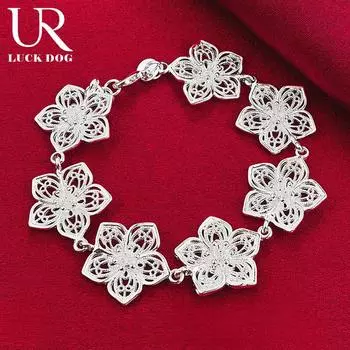 Браслет из серебра 925 пробы «Семь цветов» 20CM
