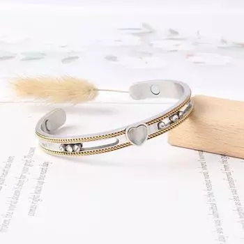 Браслет из титановой стали «Кошачий глаз» с камнем Love C-образный открытый браслет