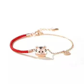 Браслет Lucky Tiger Country Tide Red String, ювелирные изделия Benming Year Niche Design, браслет из стерлингового серебра