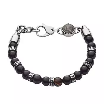 Браслет мужской Diesel Agate Beads, черный, цветной (Модель DX1163040)