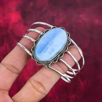 Браслет Owyhee Opal, ювелирные изделия из стерлингового серебра 925 пробы, браслет с драгоценными камнями, подарок для нее, изящные ювелирные изделия ручной работы Adjustable синий