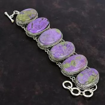 Браслет Purpurite Vintage Jewelry 925 Sterling Silver Bracelet Регулируемый браслет-цепочка Ювелирные изделия ручной работы Браслет из драгоценных камней Подарки для женщин