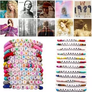 Браслеты Carede Friendship, набор браслетов в стиле TS, браслеты Lover Swiftie для женщин и девочек, браслеты Speaknow Red Evermore ERAS, упаковка из 12 шт.