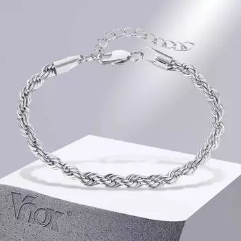 Браслеты-цепочки Vnox 2/3/4/5 мм витые для женщин и мужчин, цепочка из нержавеющей стали золотого цвета, регулируемые минималистичные металлические украшения