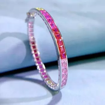 Браслеты из белого золота 18 карат с разноцветными сапфирами и драгоценными камнями для женщин, подарок на годовщину, ювелирные изделия из стерлингового серебра 925 пробы 17