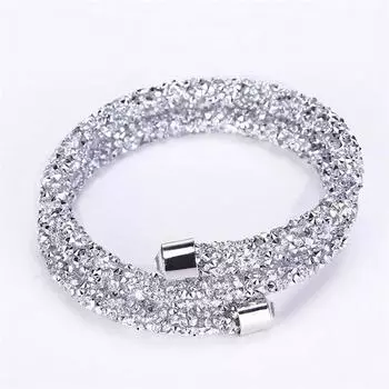 Браслеты Модный блестящий браслет с оберткой для женщин серебряный
