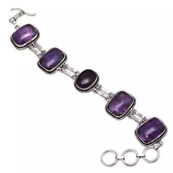 Браслеты с драгоценными камнями из аметиста и кабошона, 7 дюймов, регулируемые