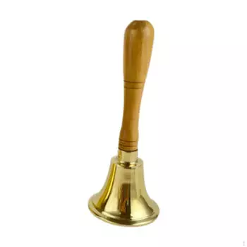 Brass Bell with Wooden Handle for Various Events and Functions 7.7cmx20.4cm
