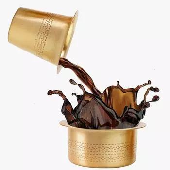 Brass Coffee Cup Dawara/Dabara & Tumbler for Serving Filter Coffee/Tea/Traditional kumbakonam Dabara Set Matt - 150ml (Pack of 1)