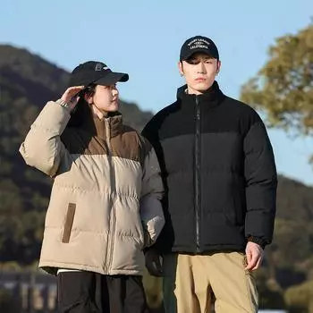 Bread Clothes Are Trendy for Men and Women, Warm In Autumn and Winter, Casual Stand-up Collar, American Korean Version of Thickened Jacket M чёрный