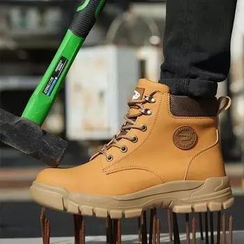 Breathable Casual Sneaker Lightweight Rubber Outsole Stab-Resistant Steel Toe Welding Safety Shoes чёрный