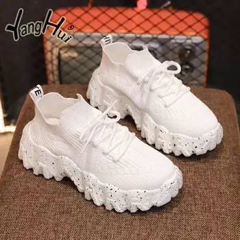 Breathable Comfortable Soft Socks Shoes Thick Bottom Wear-resistant Sports Casual Running Women Sneakers 2024 New Summer Spring 35 чёрный