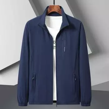 Breathable Stretch Spring Jacket for Men Lightweight Loose Fit Middle Aged Dad Sports Windbreaker Autumn L