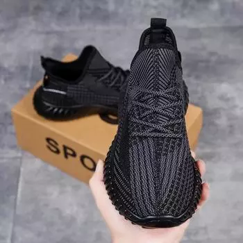 Breathable Summer Sports Casual Shoes Men s Mesh Slip-On Soft Sole Comfortable Trendy Black Footwear For Travel 35