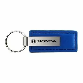 Брелок-кольцо Honda из натуральной кожи с синим кожаным прямоугольником и серебряным логотипом