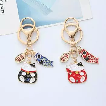 Брелок Lucky Cat Fortune из сплава, одежда, рюкзак, брелок для ключей, подвески, подарки для пары чёрный