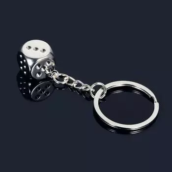 Брелок Lucky Dice, персонализированный брелок из цинкового сплава, аксессуары, креативный металлический брелок для ключей, автомобильный брелок, подарки серебряный