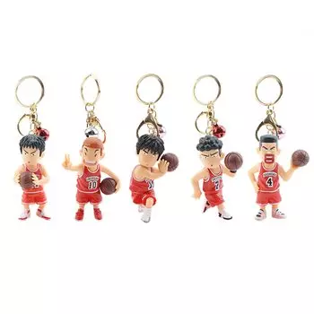Брелок Slam Dunk, набор из 5 ключей Slam Dunk Kaede Rukawa Hisashi Mitsui Ryota Miyagi Takanori Akagi Hanamichi Sakuragi, брелок с подвеской, милый ремешок для сумки