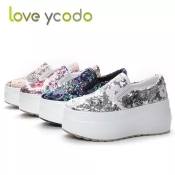 Бренд Love Ycodo, летние дышащие модные туфли для скейтборда на толстой подошве, удобная повседневная обувь для девочек и студентов на толстой подошве без шнуровки 33 серебряный