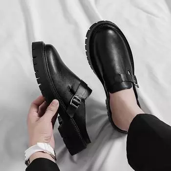 Брендовые лакированные кожаные дизайнерские мужские повседневные деловые итальянские туфли размера плюс 45, мужские полуботинки, Прямая поставка, мужские шлепанцы, черные шлепанцы 38 чёрный