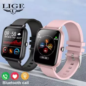 Брендовые умные часы LIGE, 1,54 дюйма, HD, квадратный экран, Bluetooth, водонепроницаемые умные часы, спортивные часы на открытом воздухе, фитнес, умный браслет для Android IOS