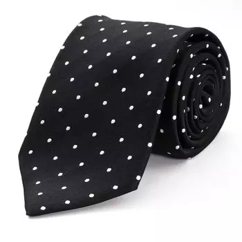 Брендовый галстук Сделано в Японии Шелковый узор в горошек Pin Dot Polka Dot [Michiko London] 100% (D Черный)