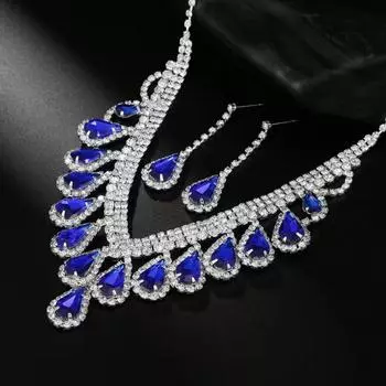 Bridal Wedding Dress Necklace Earrings Bracelet Set Clavicle Chain Three-Piece Set