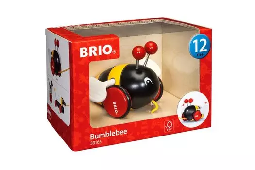 BRIO 30165 Игрушка-каталка «Шмель», возраст 1+ (Тянущий автомобиль, игрушка-тягач, деревянная развивающая игрушка)