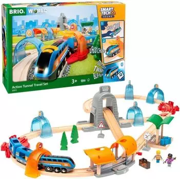 BRIO Smart Tech Sound DX Set для детей от 3 лет игрушечный поезд деревянный 33972 [37 деталей] (Электрическая железная дорога)