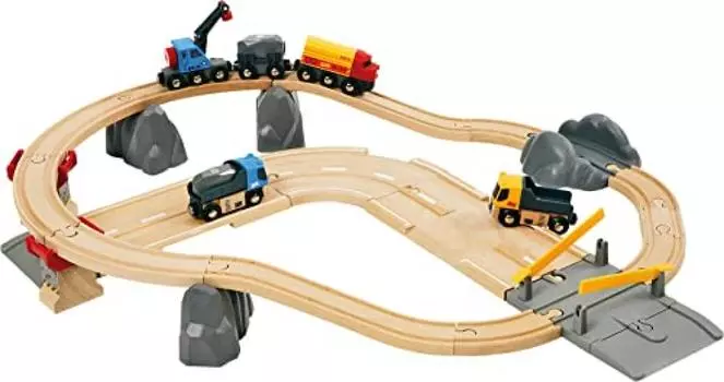 BRIO Wooden Rail Series Набор для строительства железнодорожных и автомобильных карьеров (3 года и старше) скандинавский