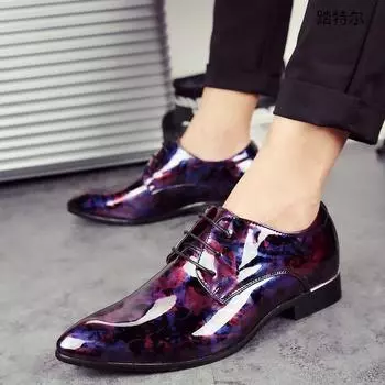British leather shoes men s Korean version pointed trendy shoes hairstylist pointed small leather shoes fashion leather shoes 38 фуксия