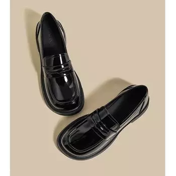 British style black Mary Jane small leather shoes women s 2025 new retro French single shoes platform leather loafers women s shoes 35