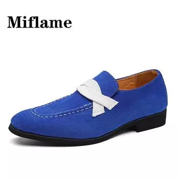 British style Elegant Men s Shoes Plus size 48 Stylish Blue Suede Leather Shoes Men Autumn Slip On Casual Formal Loafers for Men 38