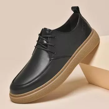 British Style Fashionable New Men s Oxford Shoes Thick Soled Workwear Shoes Lace Up Men s Business Casual Shoes Free Delivery 37 чёрный