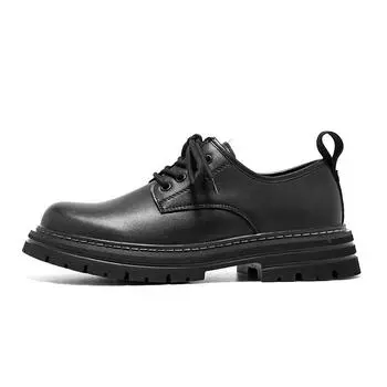 British Style Fashionable Work Shoes Men s Genuine Leather Shoes Thick Soles Wear-resistant Men s Oxford Shoes Elevated Design 38 чёрный