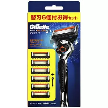 Бритва Gillette Proglide для 1 человека, 6 запасных лезвий, 1 из которых уже прикреплено к телу мужчины, тело, в комплекте,