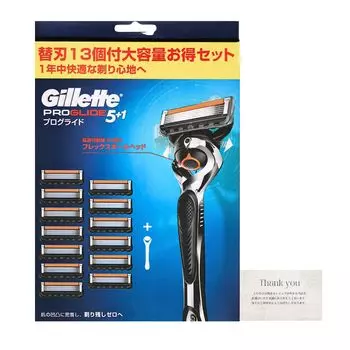 Бритва Gillette ProGlide с 13 сменными кассетами, мягкая для кожи, мужская, 5+1 лезвие, включает благодарственную открытку,