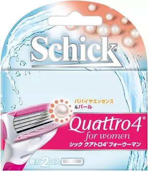 Бритва Schick Quattro 4 для женщин со сменными лезвиями (2 куска) Женский серебряный
