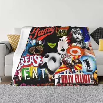 Broadway Musical Collage Throw Blanket For Sofa Thin For Decorative Sofa Sofa christmas gifts Blankets 30x40in