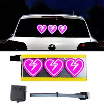 Broken Heart LED Car Sticker 5 Modes Electric Windshield Sticker Side Window Windshield Car Safety Signs Car Decor Sticker синий