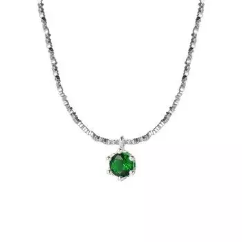 Broken Pieces, Two Grandmothers, Green Diamond College, French Retro Court Style, White Diamond Cerve Keybone Chain, Temperament