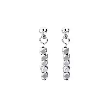 Broken Silver Stud Earrings Female Retro Chinese Style Simple Personality Three-Dimensional Square Earrings Tide Spring