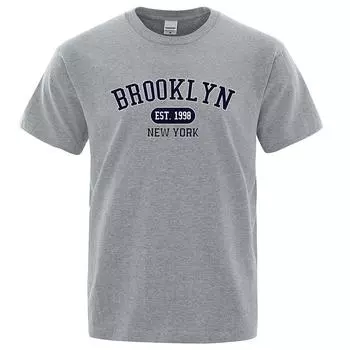 Brooklyn Est.1998 Нью-Йорк, футболки с буквенным принтом, мужские и женские повседневные дышащие модные топы с короткими рукавами, хлопковые футболки большого размера XS
